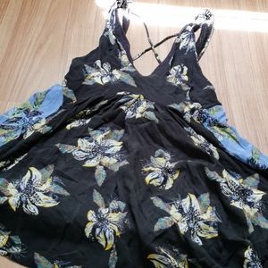 Free People Blue & Black Flower Dress